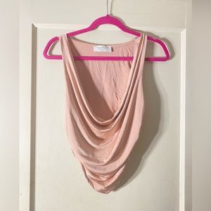 Pink/blush/dusty pink top/blouse/shirt scoop neck, cropped size Large